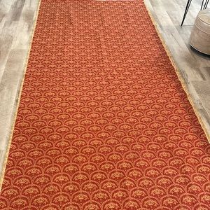 Beautiful elegant rust-gold accents upholstery fabric. No identification name.